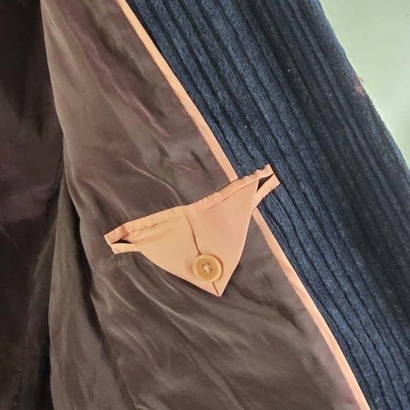 J Crew Blazer Women Large 12 Blue Brown Corduroy 2 Button Jacket Wale - Picture 10 of 13